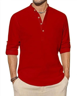 Amrit Trending Men Solid Straight Kurta(Red)
