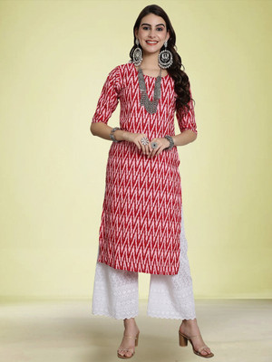 Moda Rapido Women Solid Straight Kurta(Pink)