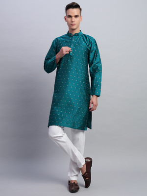 NIVATEX Men Woven Design Straight Kurta(Green)