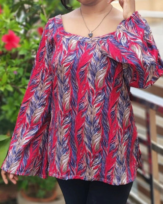 HouseOfCommon Women Self Design A-line Kurta(Blue, Pink)