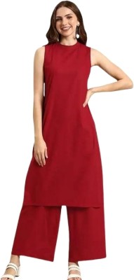 Nanda Women Solid Straight Kurta(Red)