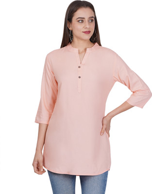 Navlika Women Solid Straight Kurta(Pink)