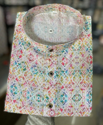 FOXDX Men Printed Straight Kurta(Multicolor)