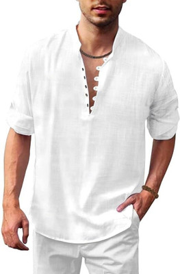 Edinwolf Men Solid A-line Kurta(White)