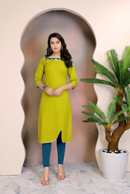 Bharat Origin Women Self Design A-line Kurta(Light Green)