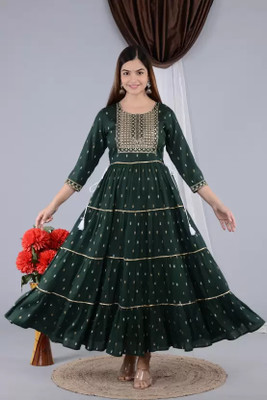 Chetna Women Printed Anarkali Kurta(Dark Blue)