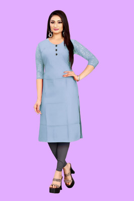 Coft Women Solid Straight Kurta(Blue)