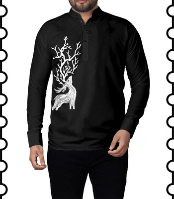 Kavyangle Creation Men Solid Straight Kurta(Black)