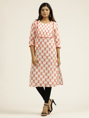 Jaipur Kurti Women Self Design Straight Kurta(Orange)