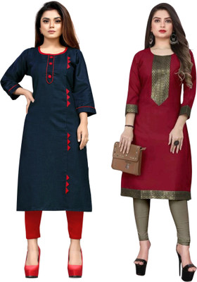 HEER CREATIONS Women Printed Straight Kurta(Multicolor)