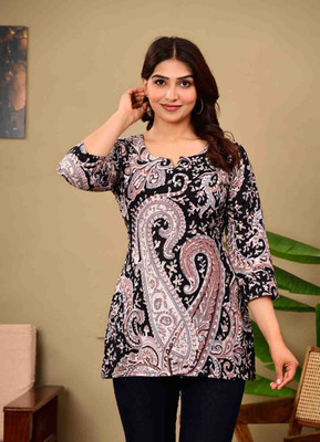Yanvi Women Printed Cape Top Kurta(White)