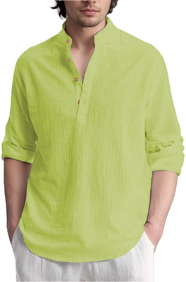 VIMASUTI Men Solid Straight Kurta(Green)