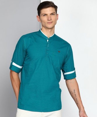 KUONS AVENUE Men Solid Straight Kurta(Dark Green)