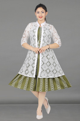 S LEMON DROPS Women A-line Green Below Knee Dress