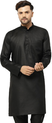 TS Lifestyle Men Solid Straight Kurta(Black)