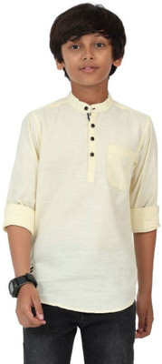 ROCKET SCIENCE Boys Solid Straight Kurta(Yellow)