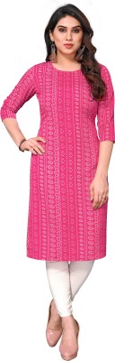 KILLARI Women Printed Straight Kurta(Pink)