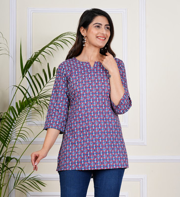 SITAFAB Women Printed A-line Kurta(Blue)
