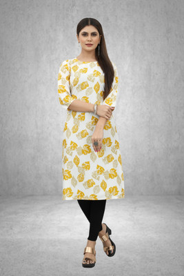 Maridiifashion Women Printed Straight Kurta(Yellow)