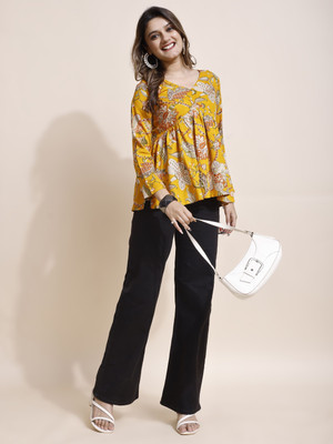 Youthnic Women Printed A-line Kurta(Yellow)