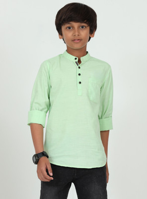 ROCKET SCIENCE Boys Solid Straight Kurta(Light Green)