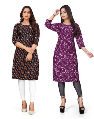 dharmanandan creation Women Printed Straight Kurta(Multicolor)