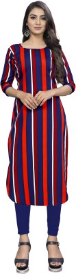 maruti fab Women Striped Straight Kurta(Pink, Blue)