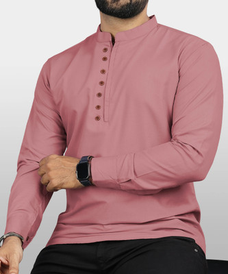RAFSON Men Solid Straight Kurta(Purple)