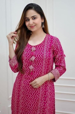 PaSAworld Women Printed A-line Kurta(Pink)
