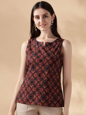 ANOUK Women Printed Straight Kurta(Maroon)