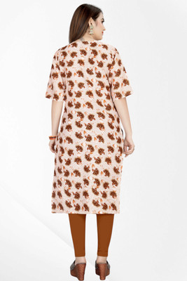 RamrajCreation Women Printed A-line Kurta(Brown, Beige)