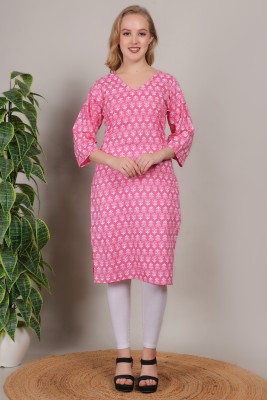 RY HANDICRAFTS Women Printed A-line Kurta(Pink)