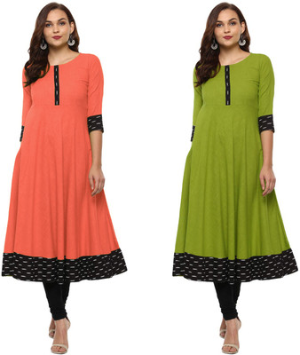 VISVA DESIGNER Women Printed Anarkali Kurta(Multicolor)