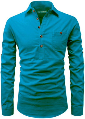 VIMASUTI Men Solid A-line Kurta(Brown)
