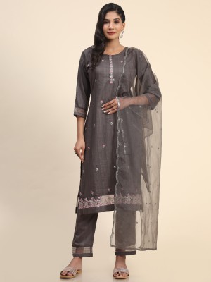 PREMROOP Women Embroidered Ethnic Dress Kurta(Grey)