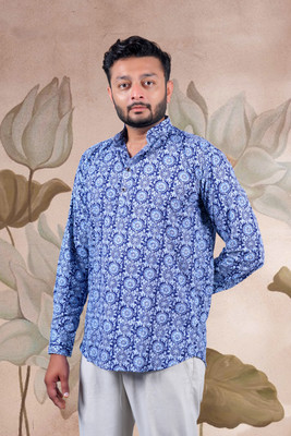 Varbandhan Men Printed Straight Kurta(Blue)