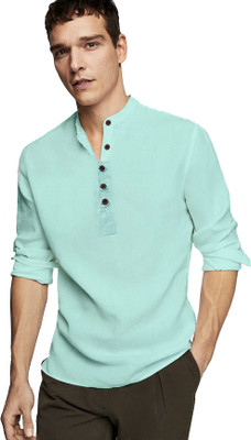 R M Creation Men Solid Pathani Kurta(Light Blue)