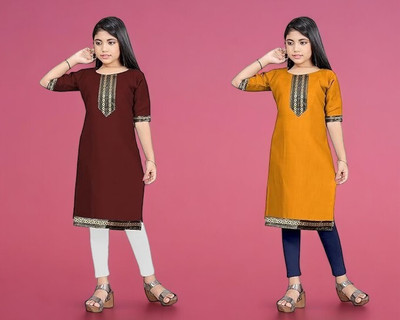 speckless Girls Printed Straight Kurta(Multicolor)