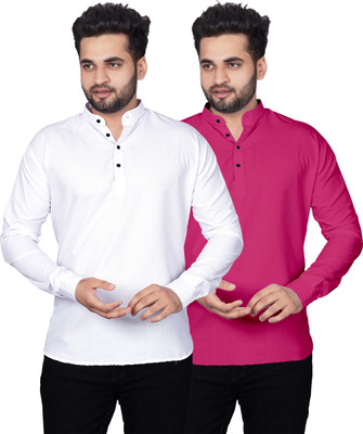 Kavyangle Creation Men Solid Straight Kurta(White, Multicolor)