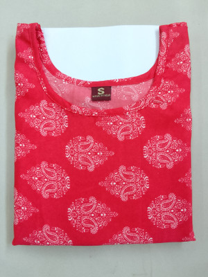 Alpha Fashion Women Printed Straight Kurta(Red)