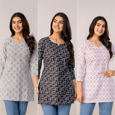 SS1Creation Women Printed Straight Kurta(Grey, Black, Maroon)