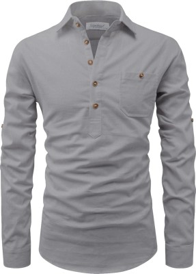 Edinwolf Men Solid A-line Kurta(Grey)