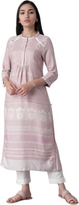 W Women Embroidered A-line Kurta(Pink)