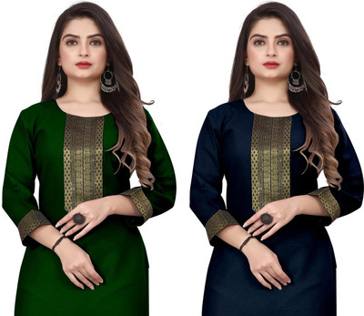 HF HOLYDAY FASHION Women Embellished Pathani Kurta(Dark Green, Blue)