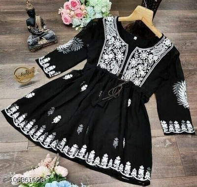 SHREEBALAJI FASHIONS Women Embroidered Flared Kurta(Black)