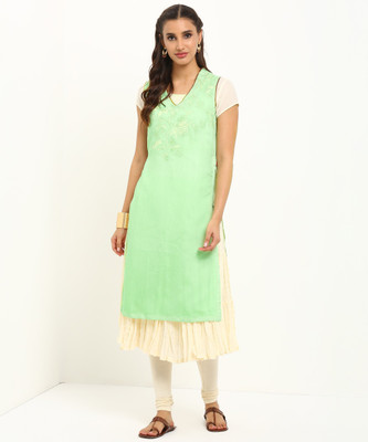 BIBA Women Printed Flared Kurta(Green)