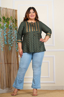 IKRASS Women Printed A-line Kurta(Maroon)