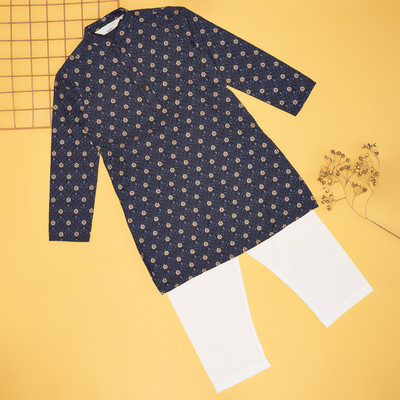 Indus Route by Pantaloons Boys Dyed/Ombre Ethnic Dress Kurta(Blue)