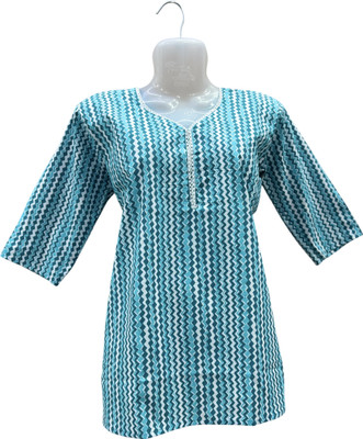 Durga store Women Printed A-line Kurta(Blue)