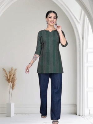 HouseOfCommon Women Printed Straight Kurta(Green)